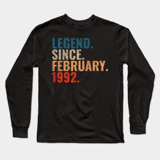 Legend since February 1992 Retro 1992 birthday shirt Long Sleeve T-Shirt